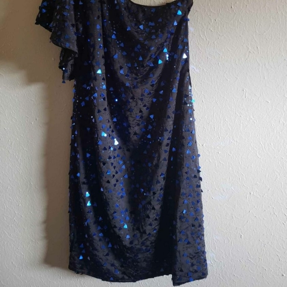 Womens dress size Medium NWT Arden B. Dress with sequins blue fancy one shoulde - Picture 2 of 3